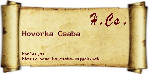 Hovorka Csaba névjegykártya